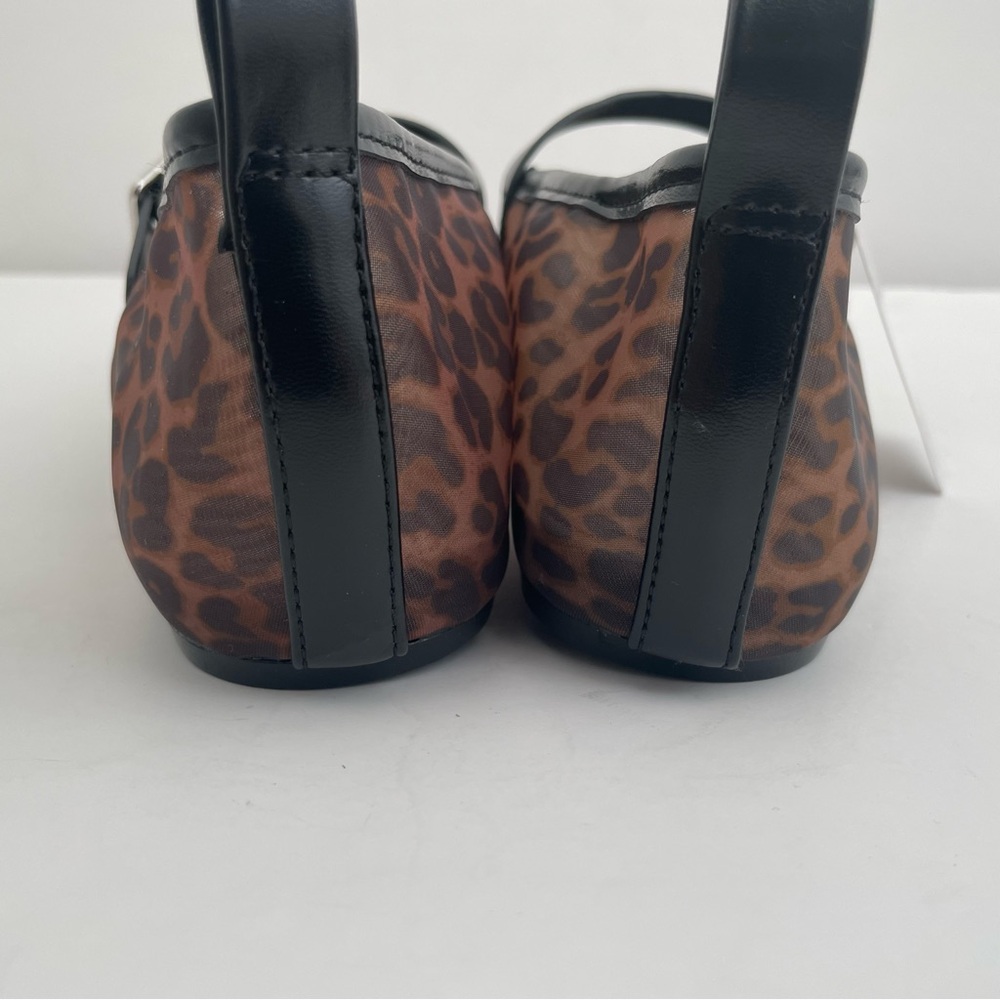 H&M Mesh Mary Jane Ballet Flats NWT Black Brown Leopard Print Size 8 - Picture 5 of 12
